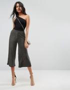 Asos Awkward Wide Leg Pants In Sparkle - Gold