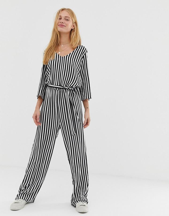 Jdy Stripe Tie Waist Jumpsuit-multi