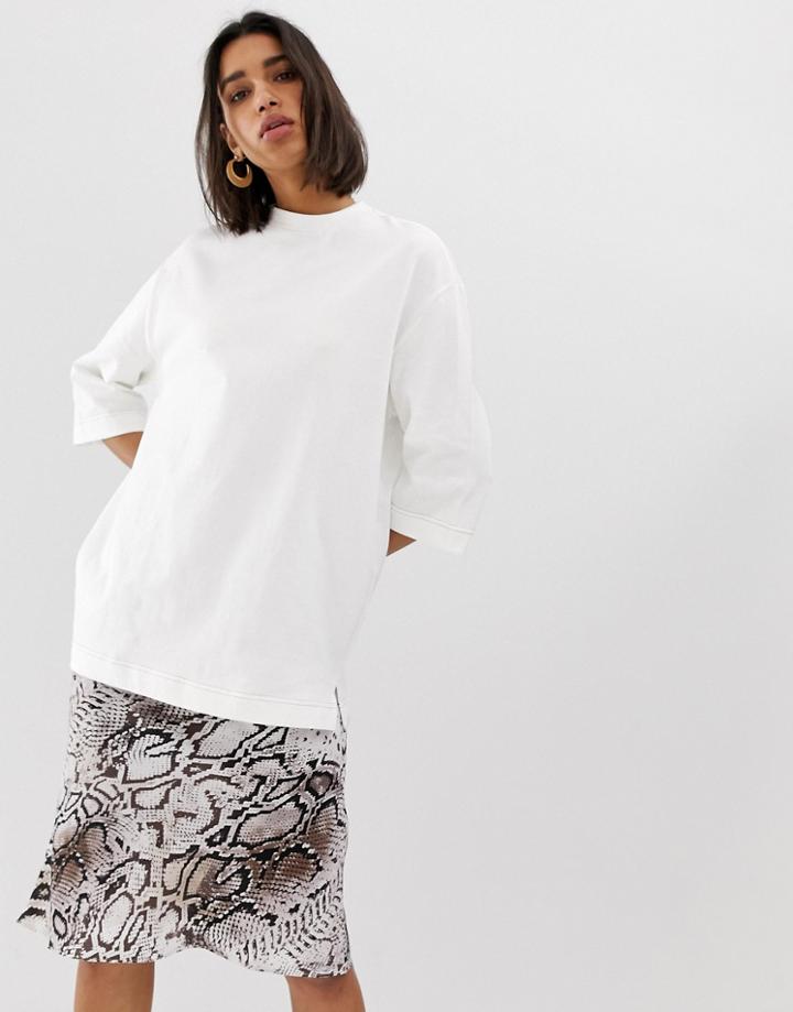 Mango Oversized T-shirt In White - White