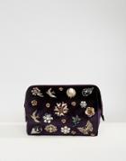 Asos Premium Velvet Brooch Embellished Clutch Bag - Multi