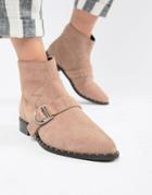 Asos Design Anacoda Suede Western Boots - Pink