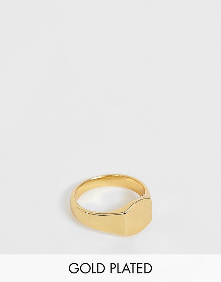 Asos Design Pinky Ring With 14k Gold Plate