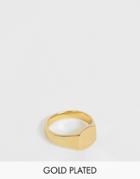 Asos Design Pinky Ring With 14k Gold Plate