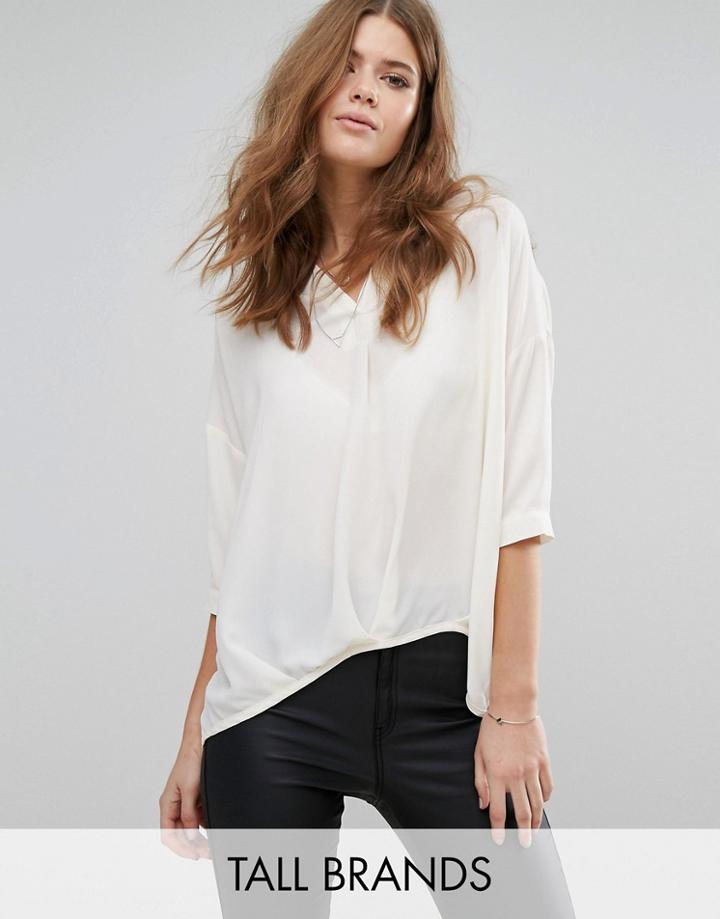 Y.a.s Tall Olive Top With Gathered Front - Cream