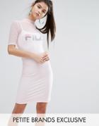 Fila Petite Mesh Overlay Mini Bodycon Dress With Front Logo Detail - Pink