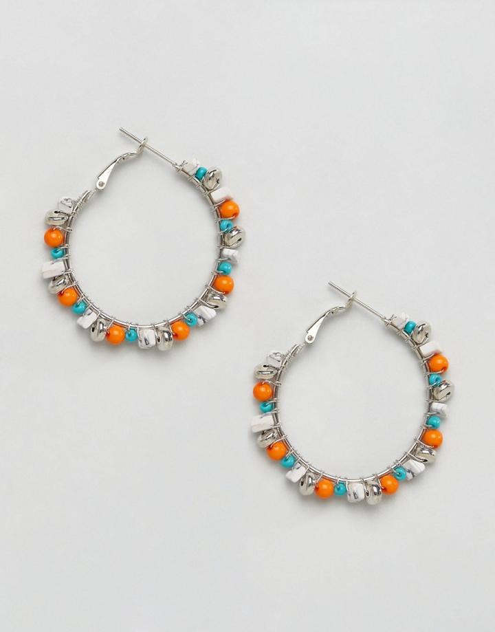 Asos Festival Bead Hoop Earrings - Multi