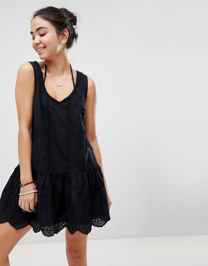Minkpink Gardenia Tiered Mini Beach Dress - Black