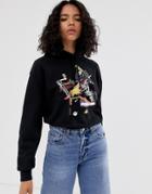Cheap Monday Oversized Hoodie With Organic Cotton & Front Graphic-black