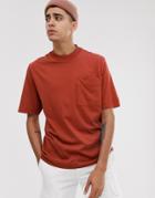 Asos White Loose Fit T-shirt In Burnt Henna - Red