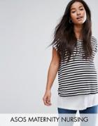 Asos Maternity Nursing T-shirt With Double Layer In Stripe - Multi