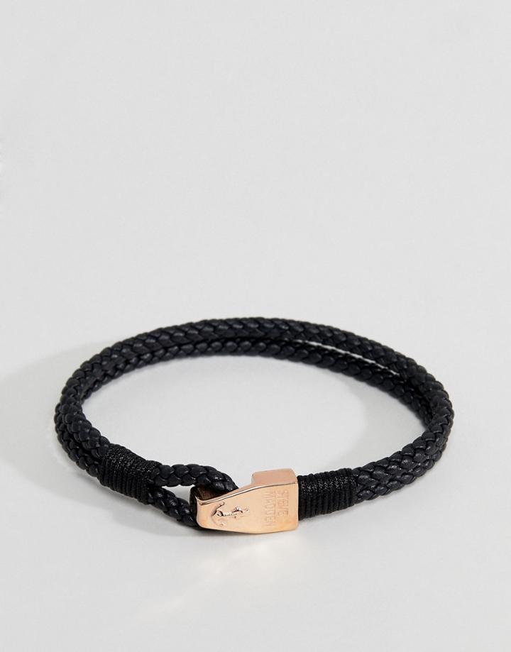 Steve Madden Hook Leather Bracelet - Black