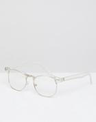 Asos Retro Clear Lens Glasses In Crystal - Clear
