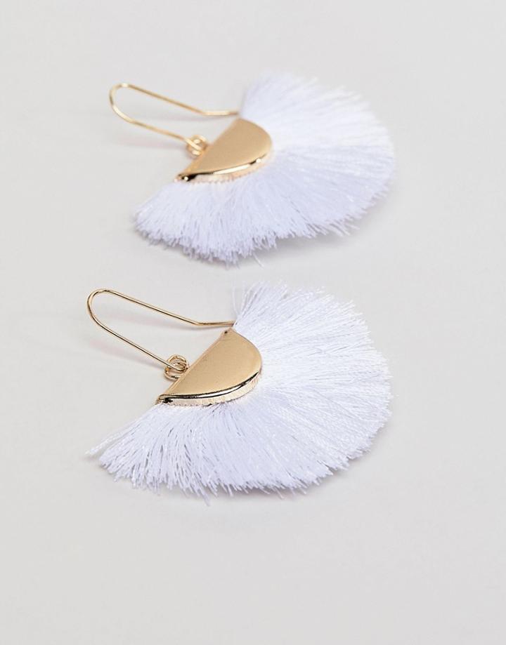 Nylon White Tassel Earrings - White