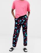 Asos Design Lounge Joggers In Alien Print - Black