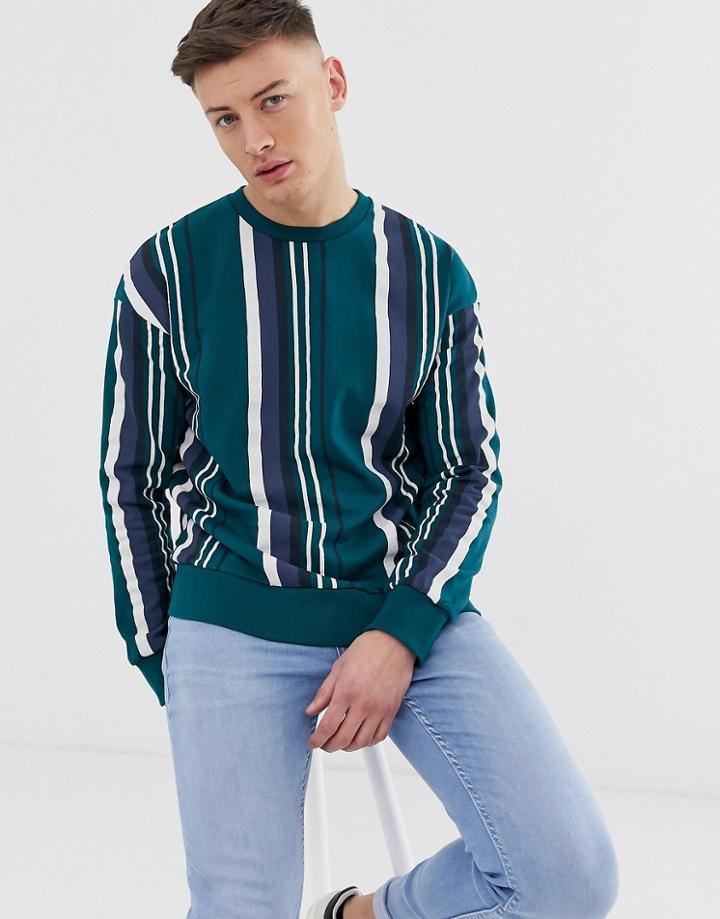Jack & Jones Stripe Crew Neck Sweat - Green