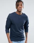 Selected Homme Crew Neck Sweatshirt In Melange Jersey - Navy