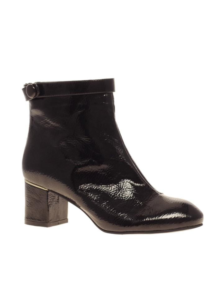 Asos Amelie Sixties Ankle Boot With Button Detail - Black