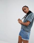 Asos Boxy T-shirt With Roll Sleeve Detail - Green