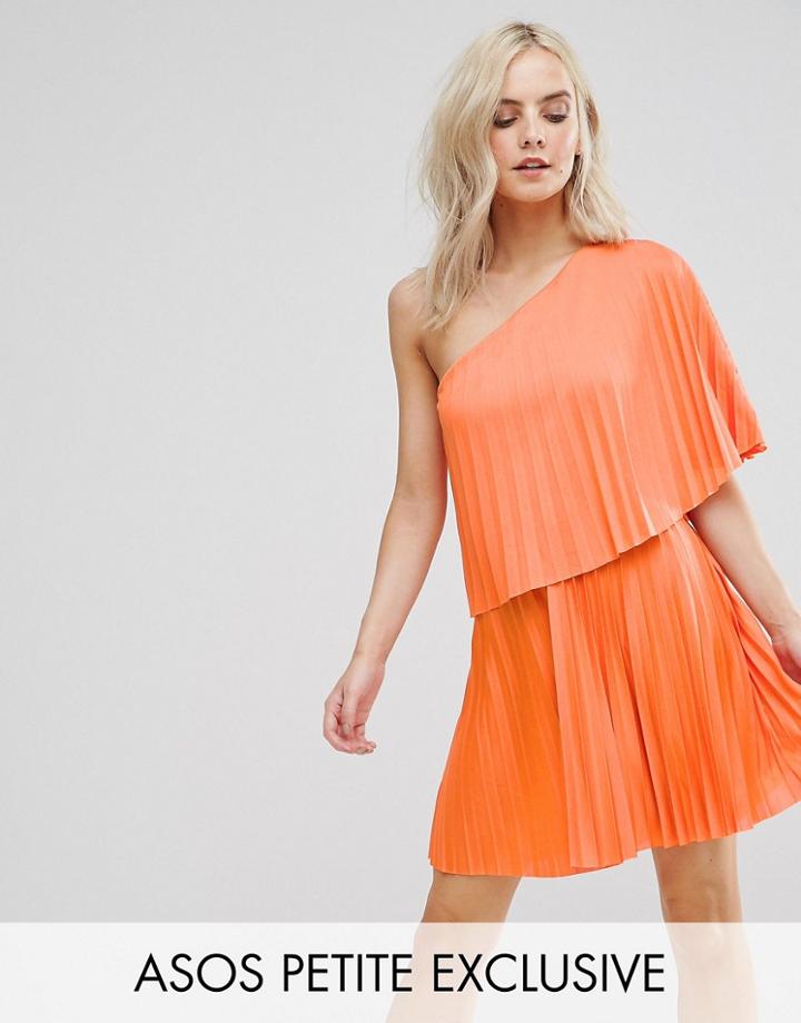 Asos Petite One Shoulder Pleat Mini Dress - Multi
