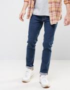 Asos Selvage Skinny Jeans In Dark Blue - Blue