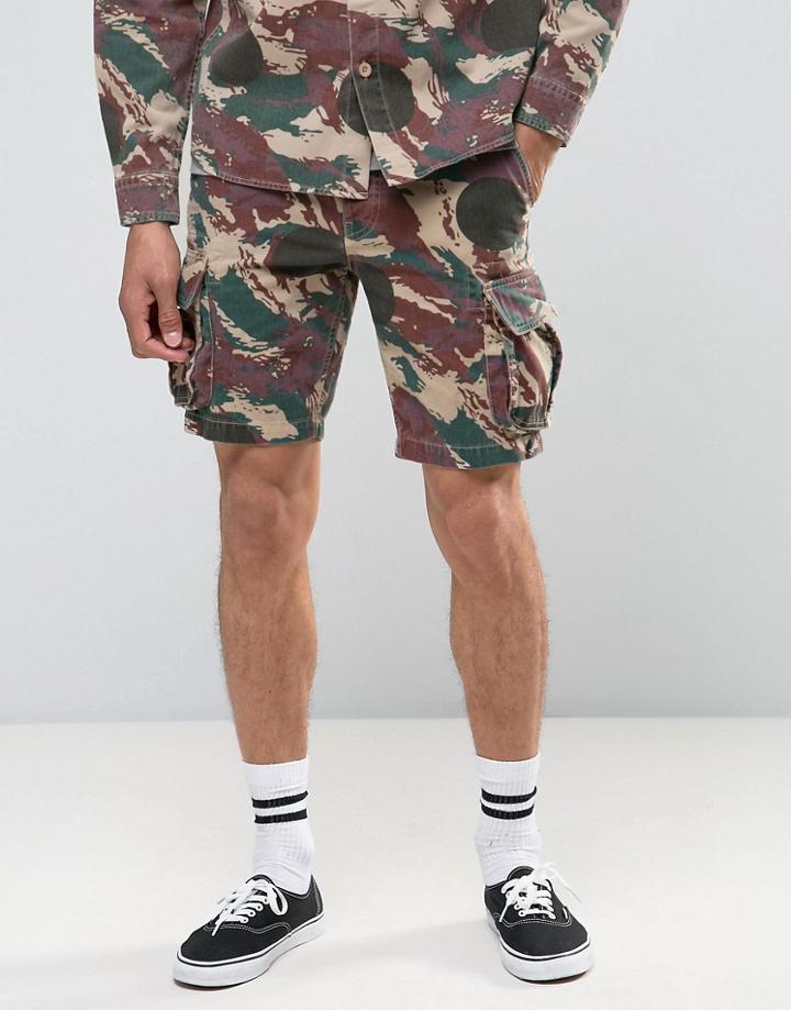Asos Co-ord Slim Cargo Short In Camo Print - Stone