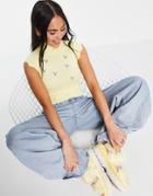 Heartbreak Embroidered High Neck Knit Top Set In Lemon-yellow