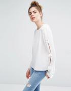 Sportmax Code Eccelso Bow Detail Open Sleeve Top - White
