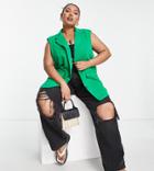 Lola May Plus Sleeveless Blazer In Bright Green
