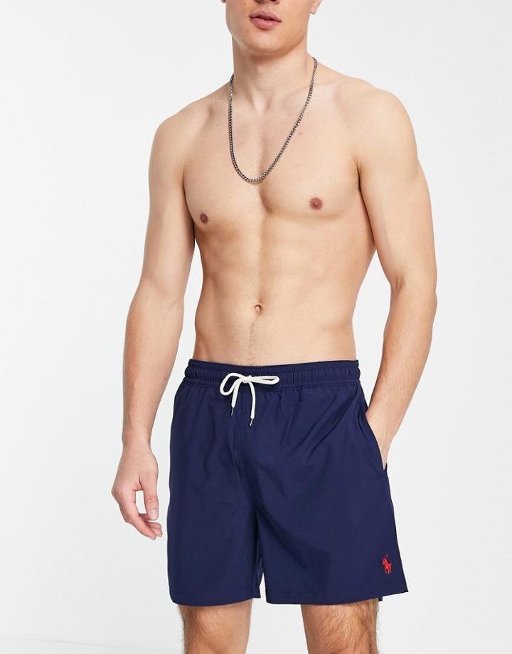 Polo Ralph Lauren Player Logo Traveler Swim Shorts In Navy