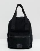 Bershka Canvas Mini Backpack In Black - Black