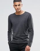 Selected Homme Silk Mix Knitted Sweater With Raw Edge - Dark Gray