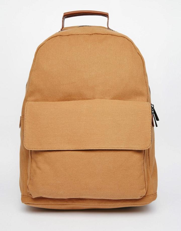 Asos Backpack In Tan Canvas - Tan