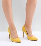 Asos Design Paris Wide Fit Pointed High Heeled Pumps In Yellow