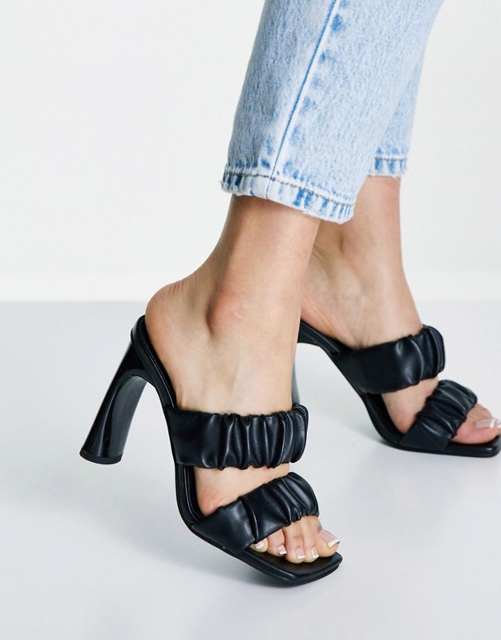 Topshop Rumi High Ruched Mule In Black