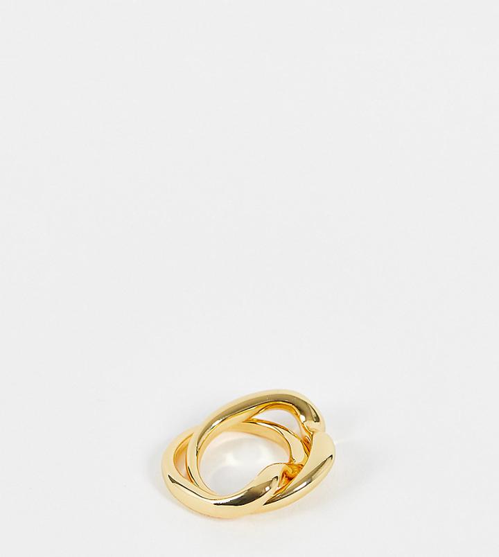 Asos Design 14k Gold Plated Ring In Linked Twist Design