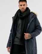 Only & Sons Wool Mix Tassel Scarf In Black