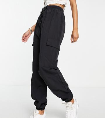 Missguided Tall Nylon Cargo Trousers In Black