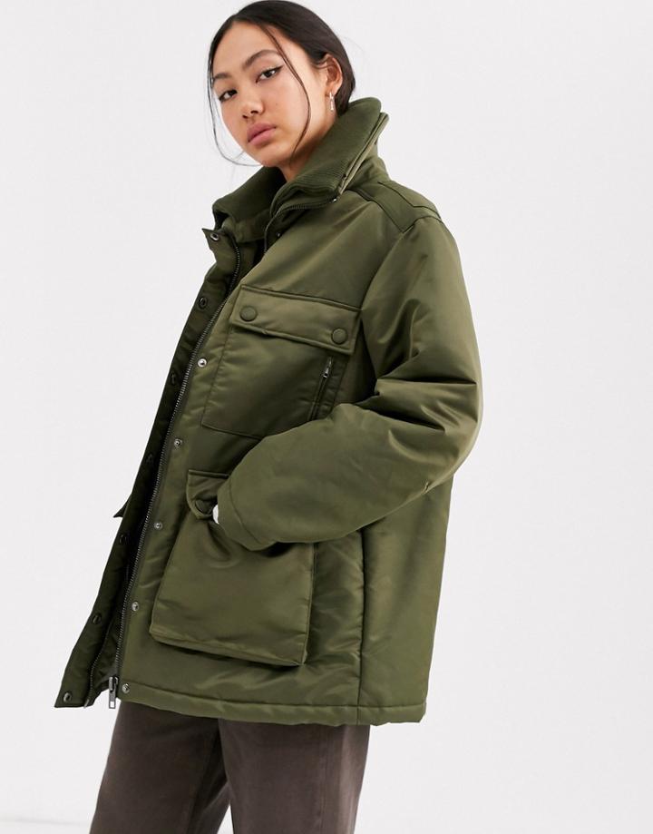 Asos White Padded Short Coat-green
