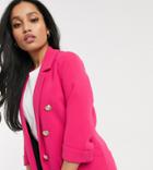 River Island Petite Longline Military Button Blazer In Pink