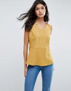 B.young Sleeveless Textured Peplum Top - Gold