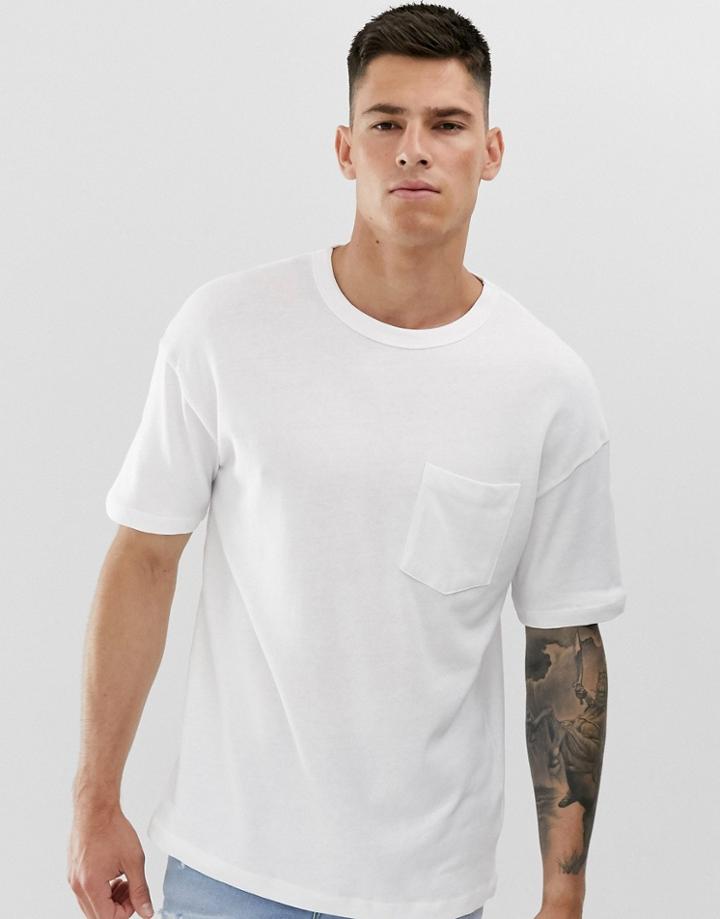 Jack & Jones Core Over Sized Pocket Logo T-shirt In White - White