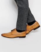 Asos Derby Shoes In Rich Tan Leather With Burnishing - Tan