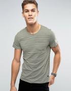 Casual Friday T-shirt In Stripe With Pocket - Green