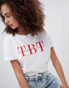 Bershka Tbt Tee In White - White