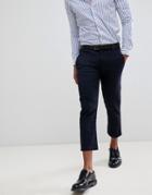 Celio Cropped Smart Pants In Windowpane Check - Navy