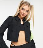 Collusion Cropped Shirt In Navy - Part Of A Set-multi