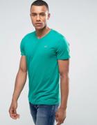 Hollister Slim Fit V-neck T-shirt In Green With Seagull Embroidered Logo - Green