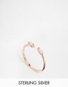 Asos Rose Gold Plated Sterling Silver Stone Open Ring - Crystal