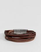Fossil Leather Wrap Bracelet In Brown - Brown