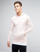 Asos Muscle Hoodie With T-shirt Hem In Pink - Pink